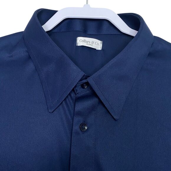 Collars & Co Polo Shirt Mens 3XL Blue Long Sleeve Preppy Point Dress Collar NEW - Picture 4 of 8